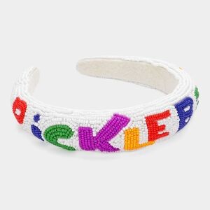 Multicolored PickleBall Beaded Headband Hair Statement Fashion Accessory